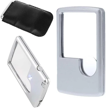 Kišeninis padidinimo stiklas su LED apšvietimu 3x 6x