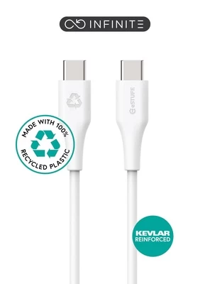 Kabelis Estuff ES604170 USB Type-C, USB Type C, 1 m, balta
