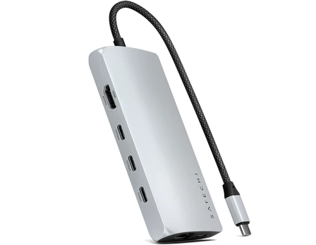 Satechi USB-C Multiport Adapteris 8K with Ethernet V3 - Sidabrinis