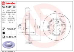 Stabdžių diskas BREMBO 08.B347.41 kaina