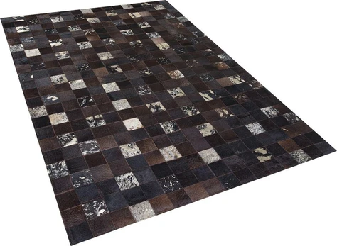 Beliani Leather Patchwork Kilimėlis 160 x 230 cm Raudonas BANDIRMA