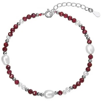 Evolution Group Sidabrinis bracelet with pearls and garnets 13113.3