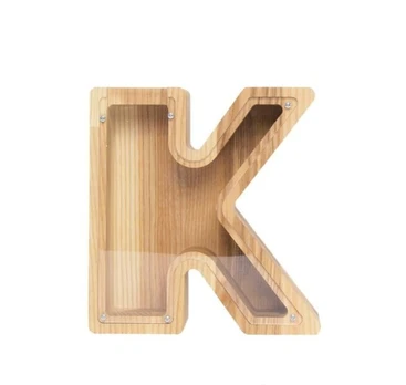 Didelė medinė taupyklė raidė „K“ (34 cm)