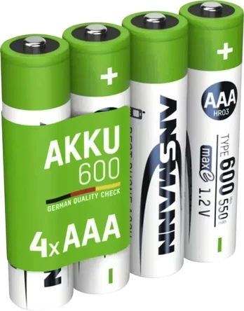 1x4 Ansmann NiMH akumuliatorius Micro AAA tipo 600 min. 550 mAh 1311-0022