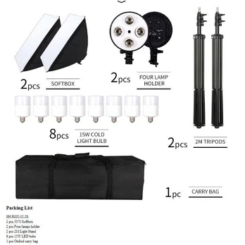 stovai su 4 apšvietimo lempomis (softbox)