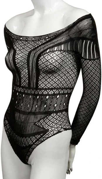 CalExotics Scandal Mesh Lace Shoulder Bodysuit One Size Juodas