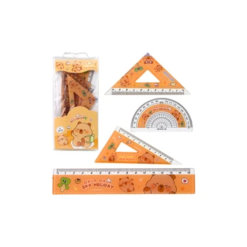 Lean Set of Geometric Tools Capybara Ruler Protractor Squares 4pcs