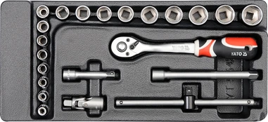 YATO DRAWER INSERT 3/8 "ĮRANKIŲ RINKINYS 22vnt. kaina