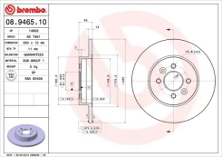 Stabdžių diskas BREMBO 08.9465.10 kaina