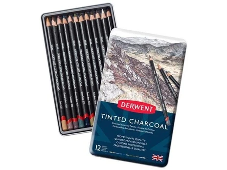 Angliniai pieštukai Derwent Tinted Charcoal 12vnt.