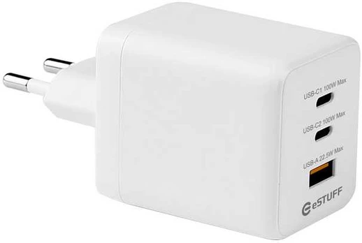 eSTUFF INFINITE USB-C Charger EU PD 100W GaN. 2 x USB-C. 1 x