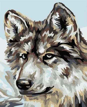 Tapybos pagal skaičius rinkinys: Grey wolf 16.5x13 cm MINI036