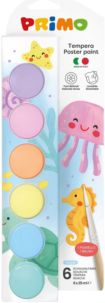 Dažai guašas Primo Pastel, 25 ml, 6 sp., 6 vnt.