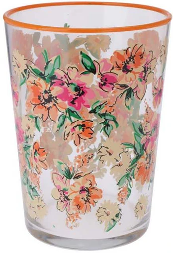 Didelė stiklinė su gėlių raštu, 510 ml