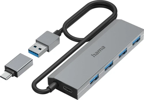 HAMA 00200138 USB Hub pilkas