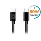 Forever cable USB-C - USB-C 1,0 m 3A black kaina