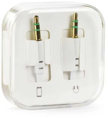Oem Flat AUX cable 3,5mm Jack baltas 1m BOX