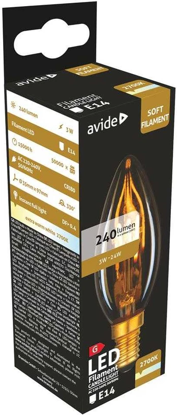 Avide LED lemputė 3W E14 Soft Filament