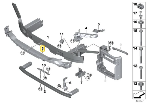 BMW X5 G05 Viršutinis Smūgio Absorberis Originalus 51117421623