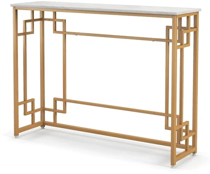 Konsolinis stalas baltas/auksinis