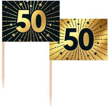 Globos Europe Bv Guld og sort kageflag 50, 50 stk
