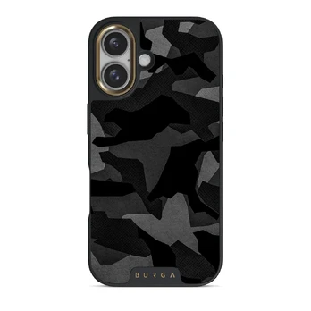 Night Black Camouflage - iPhone 16 Plus Case, Elite Dark (MagSafe) / Gold