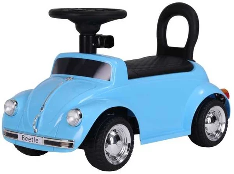 Megaleg VW Beetle Classic Gåbil m/lædersæde, Blå