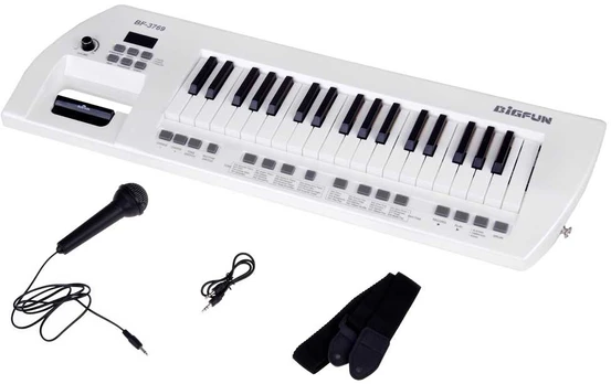 Elektrinis pianinas su mikrofonu vaikams, baltas