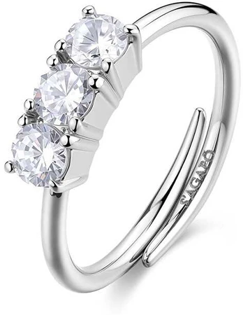 Sagapo Steel ring with cubic zirconia Dazzly SDZ155