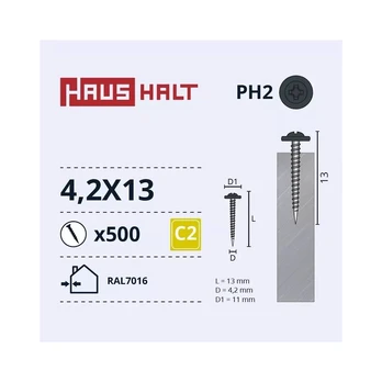 Savisriegis Haushalt, 4.2 mm x 13 mm, 500 vnt.