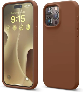 Riff Slim &amp; Soft Silicone Soft Back Cover Case for Apple iPhone 15 Pro Brown
