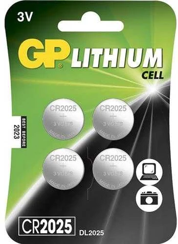 GP Knapcellebatteri CR2025 3V lithium 4stk
