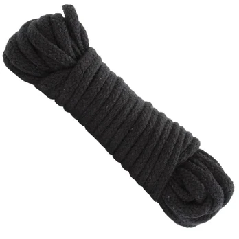 Doc Johnson Japanese Cotton Rope 10m - Soft Textile, Juodas