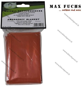 Max Fuchs Išgyvenimo antklodė MFH oranžinė