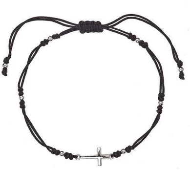 Evolution Group Juodas textile bracelet with cross 13023.3 juodas