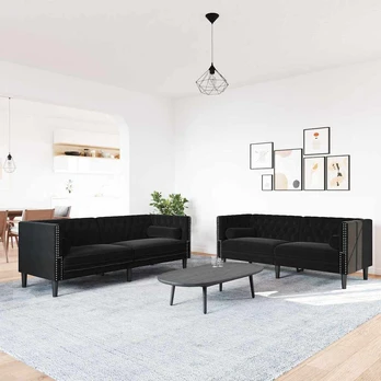 Sofos komplektas 2 pcs Juoda Aksomas