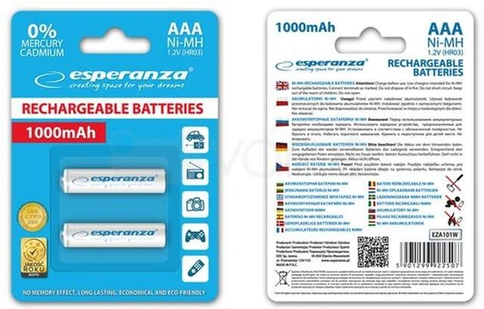Akumuliatorius Esperanza EZA101W (Ni-MH)