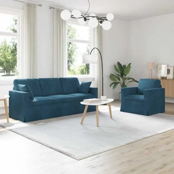 Sofa Sofos komplektas 2 pcs Mėlyna 198 x 78 x 80 cm Aksomas