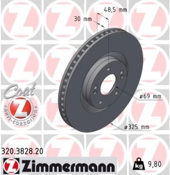 Stabdžių diskas ZIMMERMANN 320.3828.20