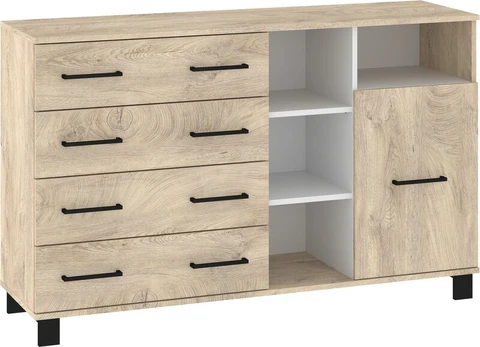 Komoda Meblocross 1D4SP, smėlio spalvos