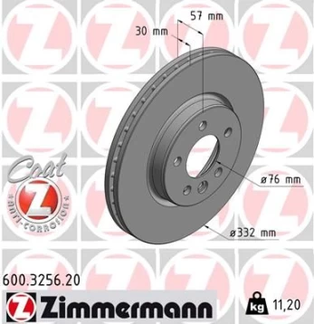 Stabdžių diskas ZIMMERMANN 600.3256.20