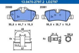 ATE 13.0470-2797.2 Brake pad set