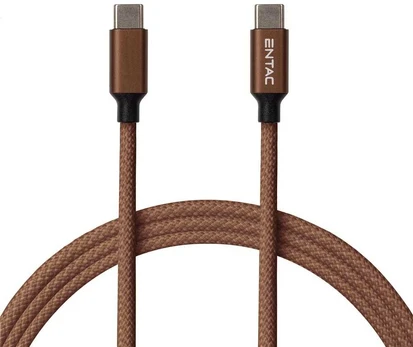 Entac kabelis USB-C - USB-C 1.5m 3A 60W nailonas rudas