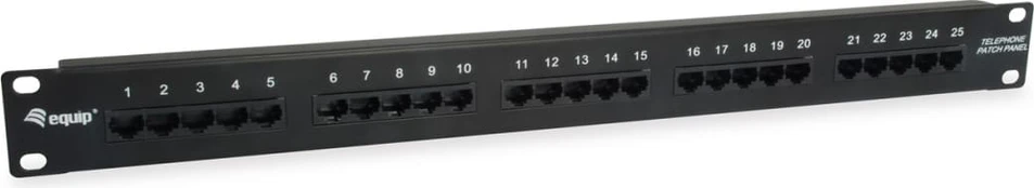 Equip Patchpanel 25x RJ45 Cat3 19" 1HE ISDN juodas