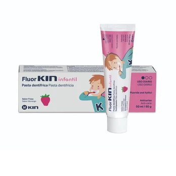 KIN Dantų pasta FLUORKIN vaikams, braškių skonio, 50ml