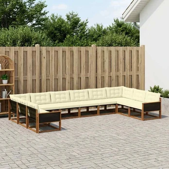 Lauko sofos komplektas 10 pcs Natūralus ir grietinėlė