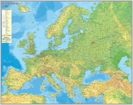 Europos gamtinis žemėlapis (sieninis)