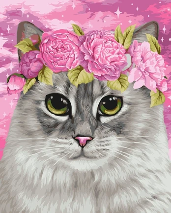 Tapybos Pagal Skaičius Rinkinys - Cat and Peonies 40x50 cm H113