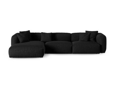 Modular Left Corner Sofa, "Martina", 3 Seats, 370x176x75, Black