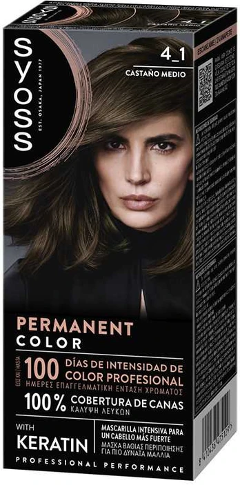 Syoss PERMANENT COLOR #4.1-Castaño Medio 1 u